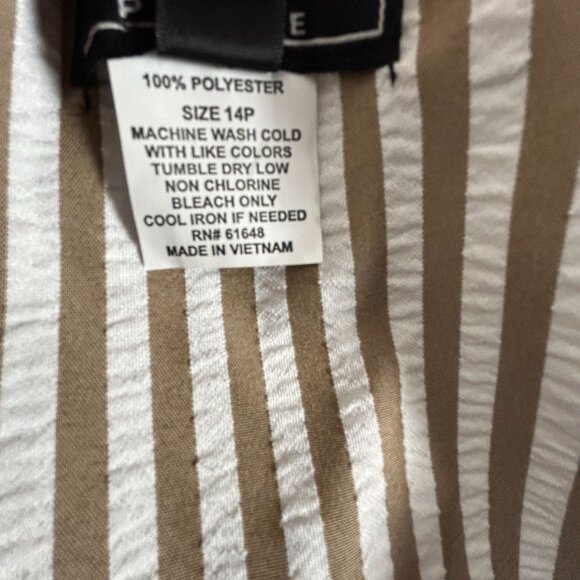 Sweet Suit Petite Womens Striped Button-Front Collared Top Size 14P Brown New - Picture 4 of 8